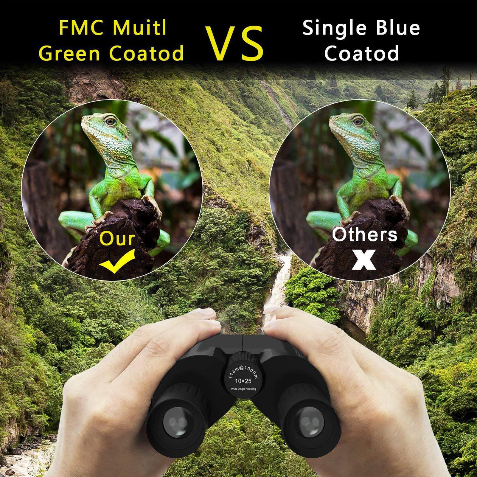 10X25 Mini Binoculars for Adults and Kids with Weak Light Night View BAK4 Prism Waterproof Binoculars for Bird Watching Travel Concerts Hiking