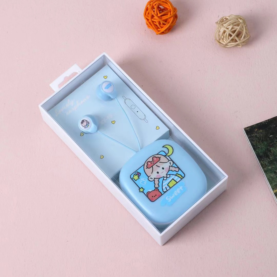 Bộ Tai Nghe Và Hộp Đựng Hàn Quốc Mẫu Cô Gái Dễ Thương (In - Ear 2021) Cực Cute - Có Mic Đàm Thoại - BEYOU