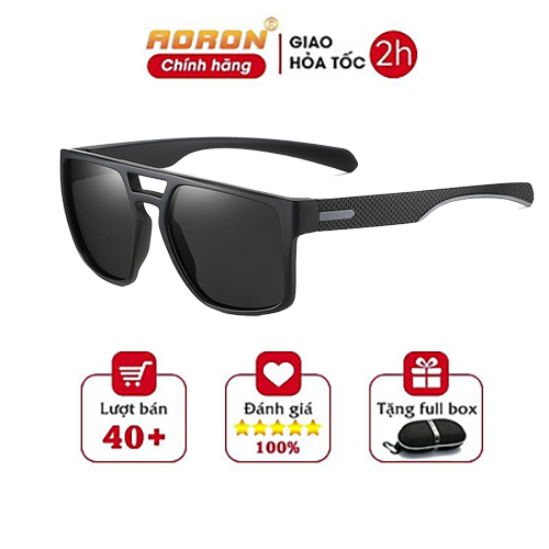 Kính Râm Nam Chống Tia Uv, Kính Mát Nam Vuông Dáng Thể Thao, Kính Đổi Màu Đi Ngày Đêm Ak048 - Aoron - Gọng Đen Mắt Đen