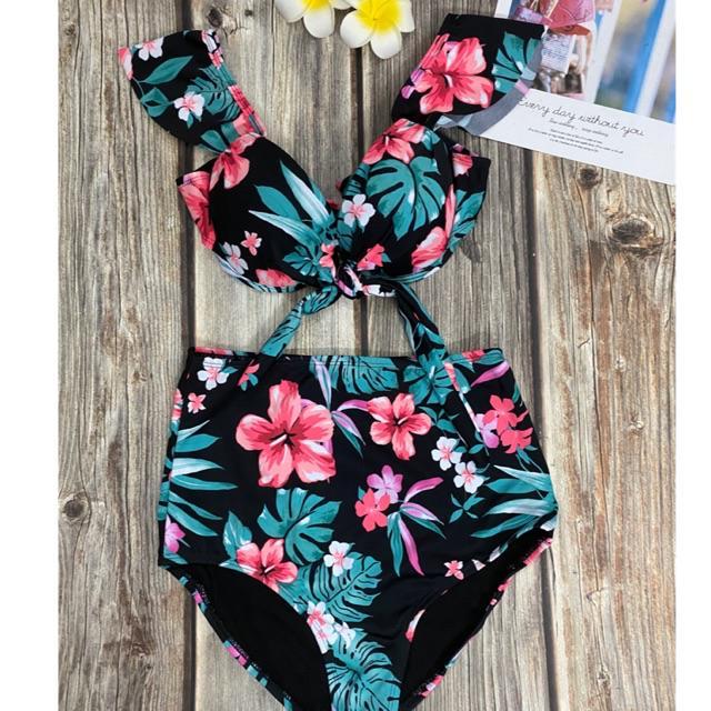 Bikini mút dày nâng ngực hoa lá
