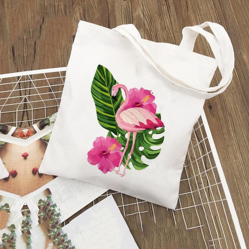 Túi tote đeo vai, túi vải canvas,vải bố Hàn Quốc họa tiết chim Hồng Hạc