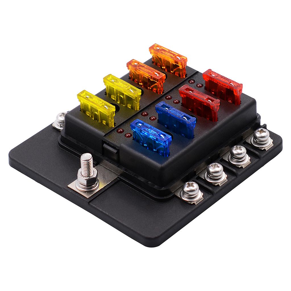 6 & 8 Way Circuit Standard ATO ATC Blade Fuse Box Block Holder Stud Terminal