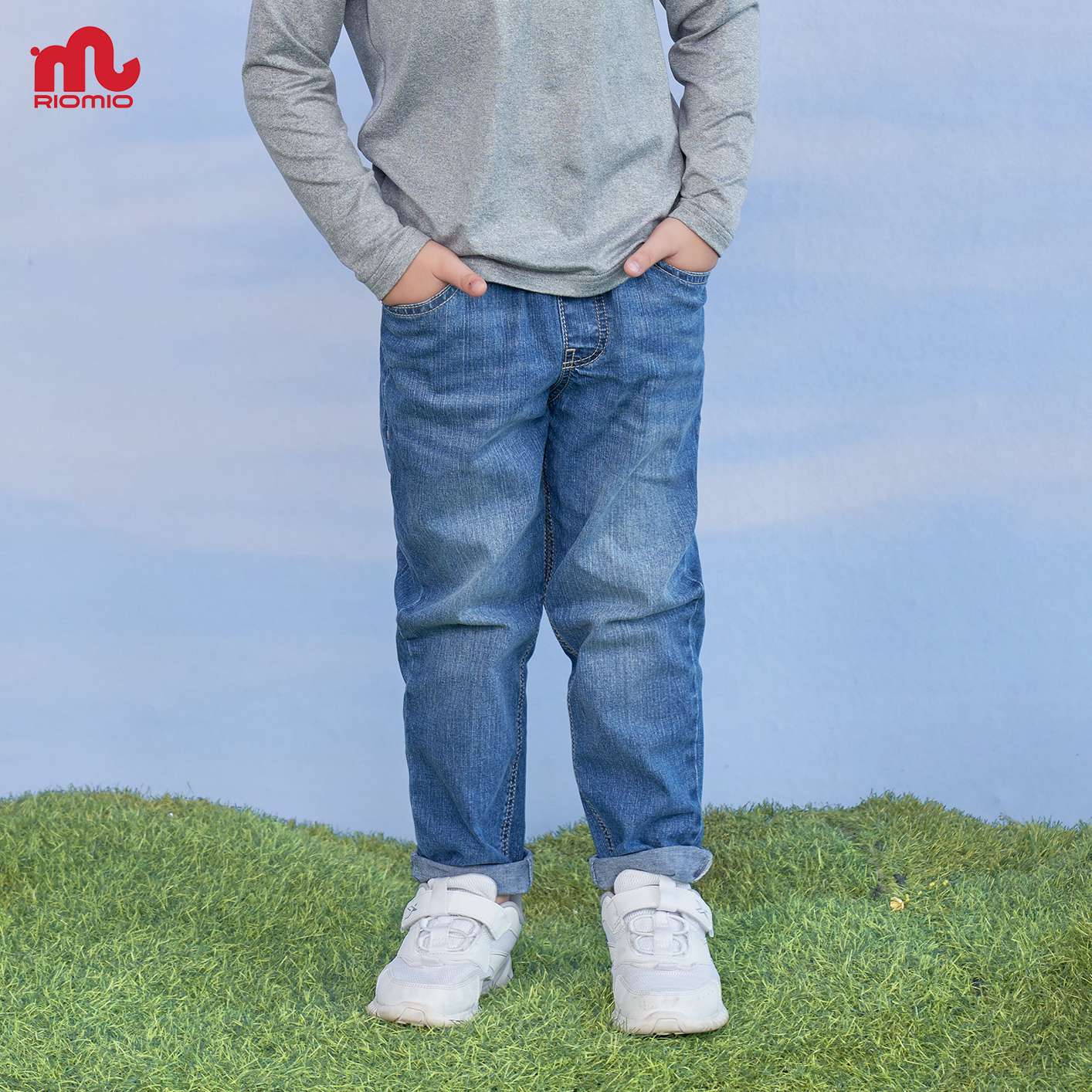 Quần jeans dài bé trai RIOMIO size 20-50 kg dáng slimfit đi học đi chơi mềm mại co dãn kèm quà tặng - RM327