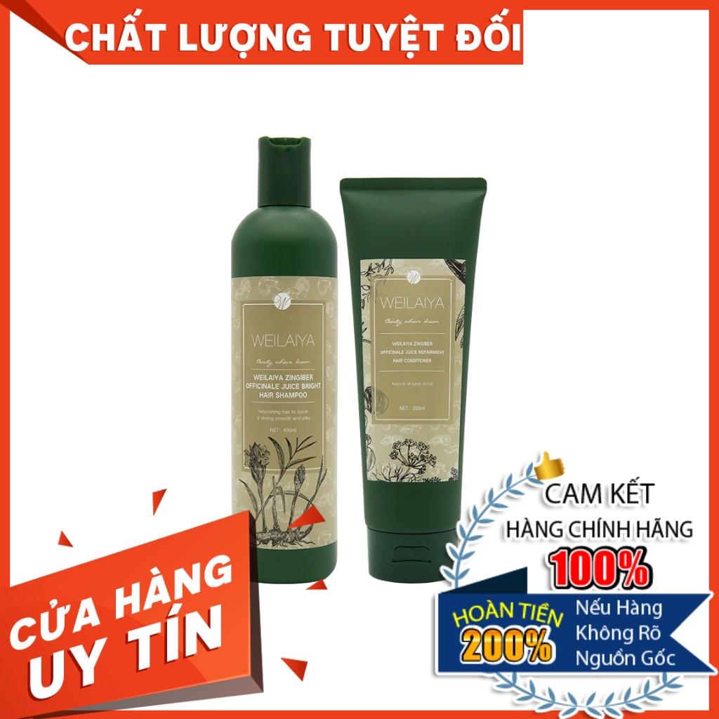 HÀNG NHẬP KHẨU - Cặp dầu gội xả tóc thảo dược Weilaiya Gừng+Hà Thủ Ô giúp dưỡng đen và kích thích mọc tóc ngăn rụng tóc
