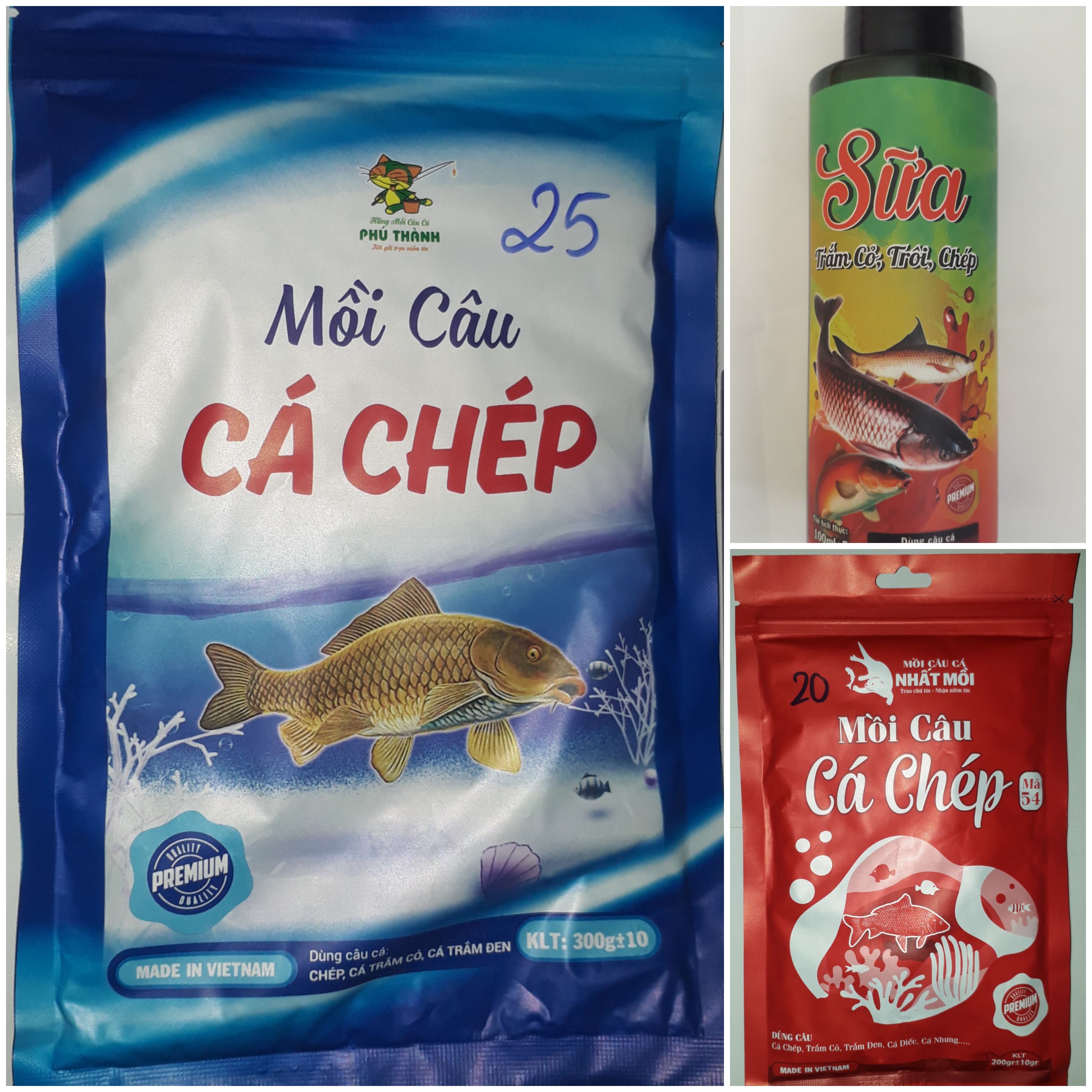 Combo Mồi Câu Cá Chép, Mã 54 và Tinh Mùi Sữa Trắm _trôi _chép - Bộ 3 kết hợp hoàn hảo của Hãng Phú Thành