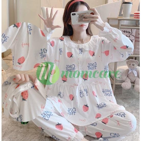 Bộ đồ bầu CỔ BÈO - Đồ sau sinh cho con bú ti dài tay, quần áo cho mẹ thời trang đẹp mặc nhà Cotton mùa hè giá rẻ Bigsize NEW