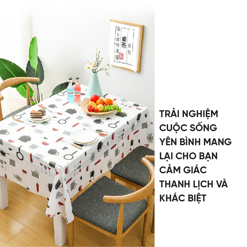 Khăn trải bàn nhựa PVC không thấm nước, hoạ tiết hiện đại