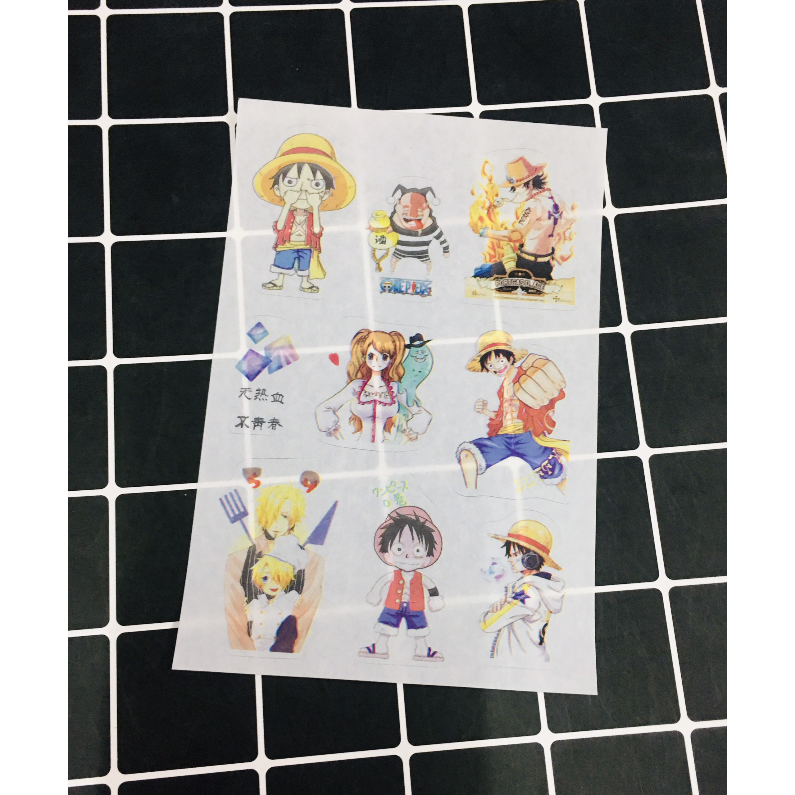 Hình Dán One Piece sticker set 6 bảng ( khoảng 60 miếng ảnh )