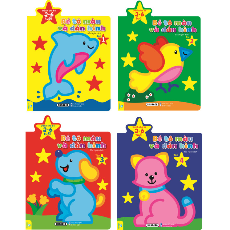 Sách - Combo 4 cuốn Bé Tô Màu Và Dán Hình - Dành cho bé 2-6 tuổi - ndbooks