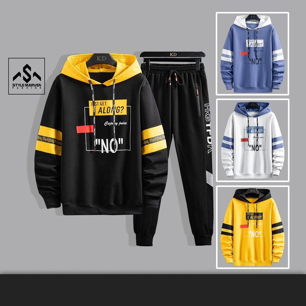 Bộ quần áo nỉ thể thao unisex Hoodie ALONG in cách điệu phối quần Jogger bo ống năng động SET NAM 90000169