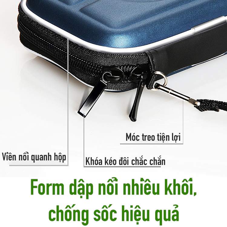 Hộp túi công nghệ SmileBox form cứng chống sốc đựng ổ cứng di động 2.5inch, bộ cáp sạc, tai nghe, máy nghe nhạc mp3 - Hàng chính hãng