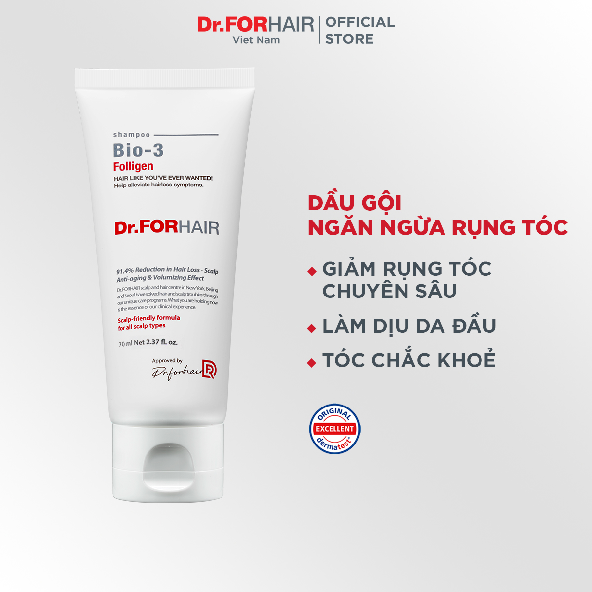 Dầu gội đầu ngăn rụng tóc chuyên sâu Dr.FORHAIR Folligen BIO-3 Shampoo