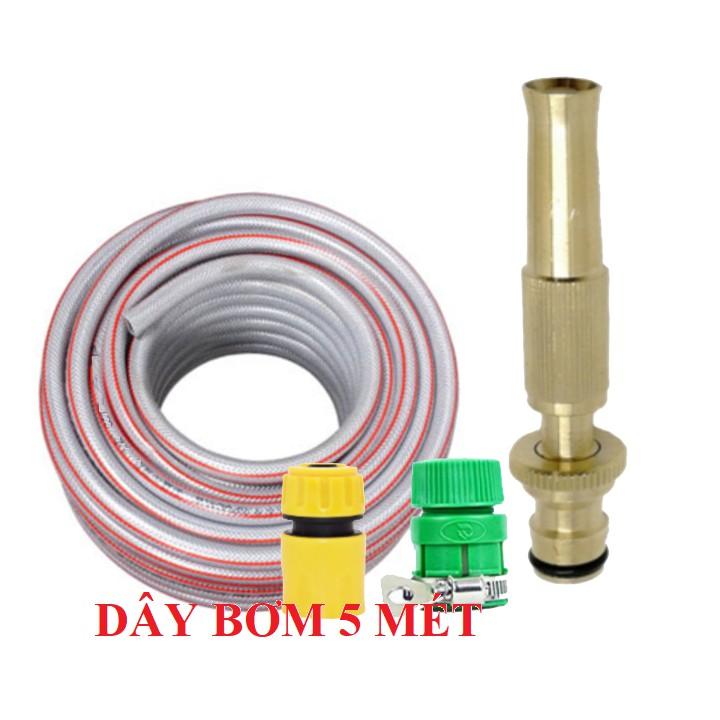 Bộ dây vòi xịt nước rửa xe, tưới cây . tăng áp 3 lần, loại 3m,5m 206587 cút sập,nối vàng+ tặng mở chai