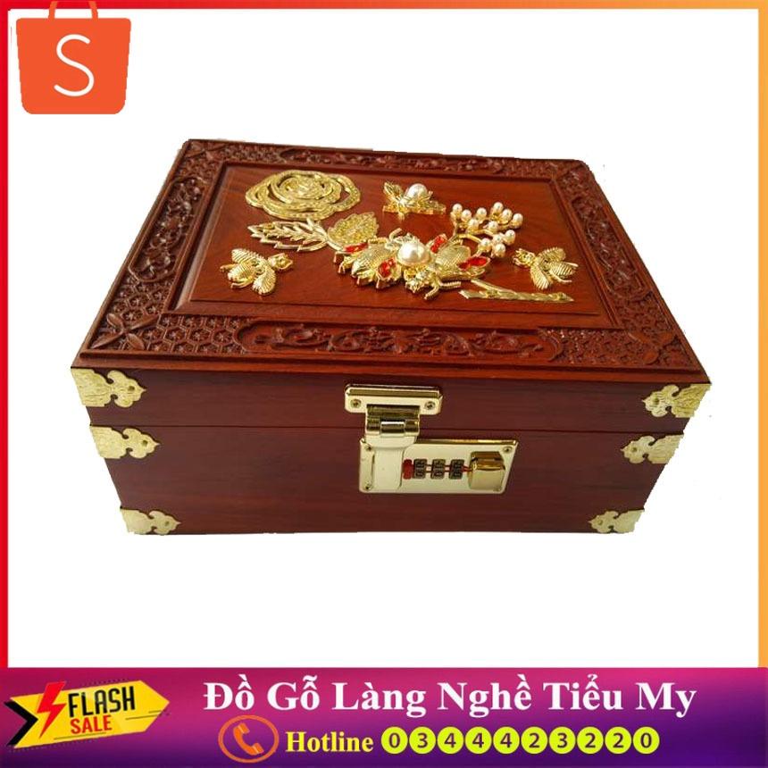 Hộp đựng trang sức gỗ hương ta , khoá mật mã, khóa bằng đồng đẹp sang trọng