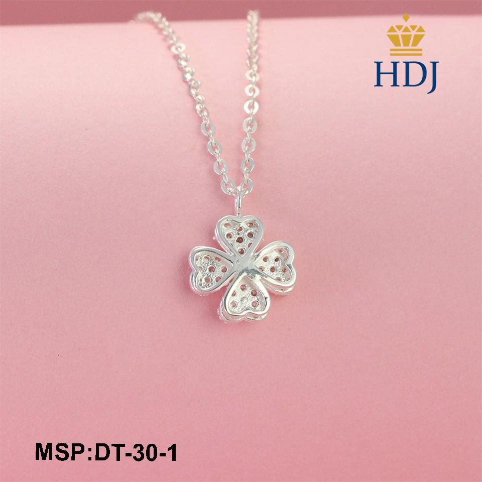 Dây chuyền bạc nữ mặt hình cỏ 4 lá đính đá sang trọng trang sức  HDJ mã DT-30-1