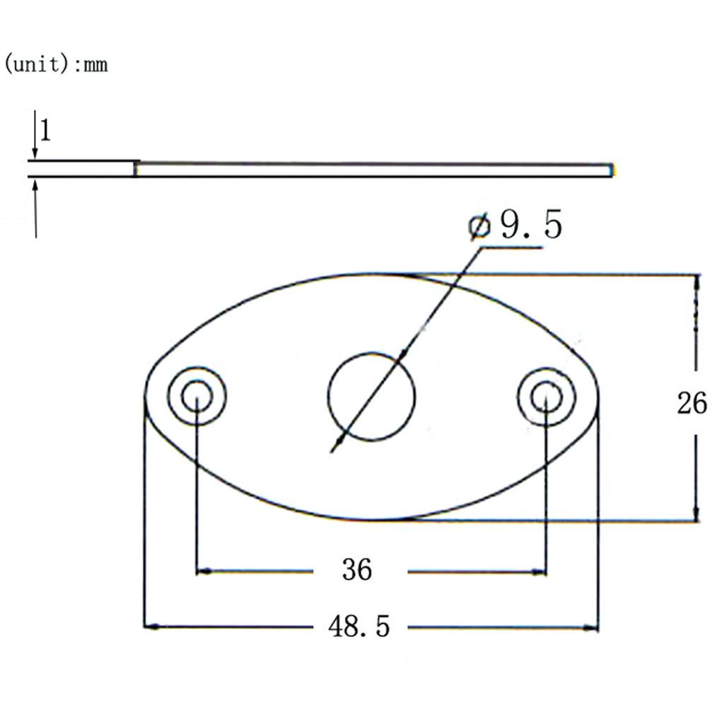 Oval Flat Jack Plate With 1/4" 6.35mm Electric Guitar Bass Jack Plug Socket