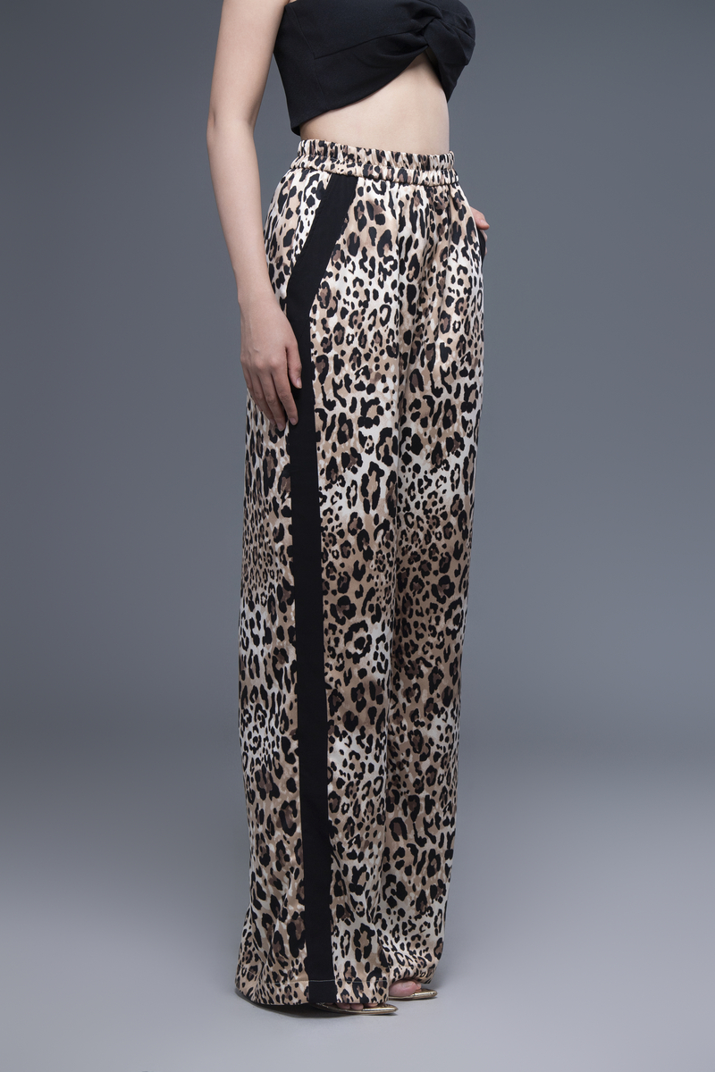 Quần beo lụa cát form suông đắp chiffon dọc LM112431 [BST Da Beo