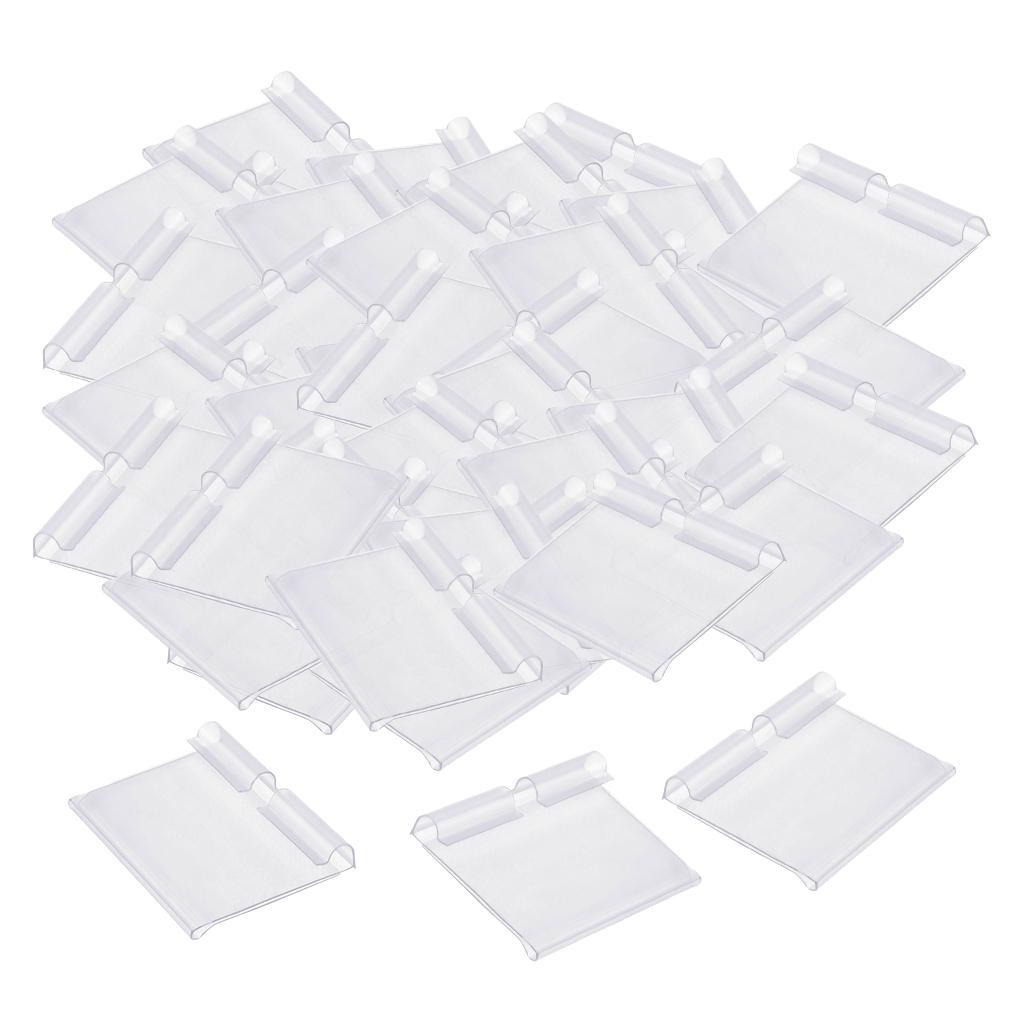 2x Pack of 50 Transparent Plastic Merchandise Shelf Price Tag Label Holder for Shops Warehouse Reusable