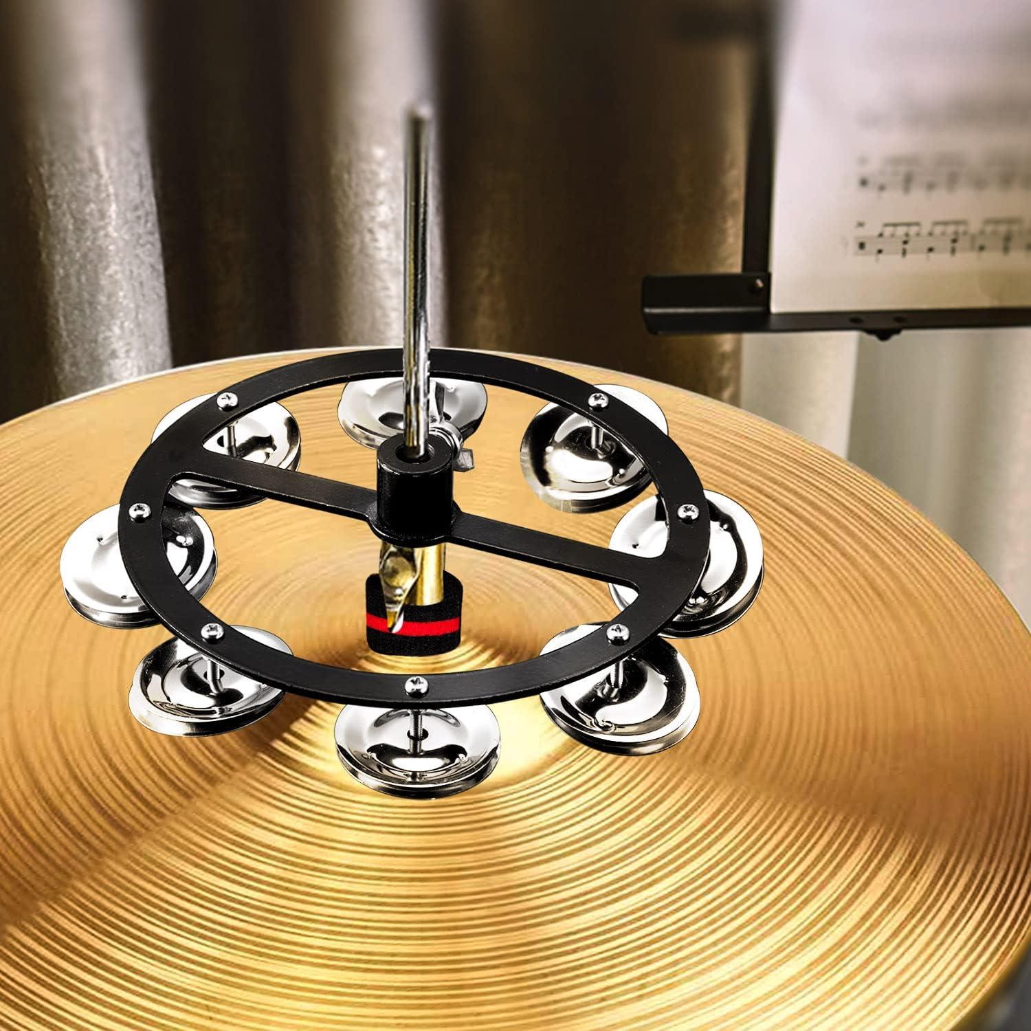 Mount Cymbal Hi-Hat Tambourine với một hàng 8 cặp bằng thép không gỉ, trống Set Tambourine