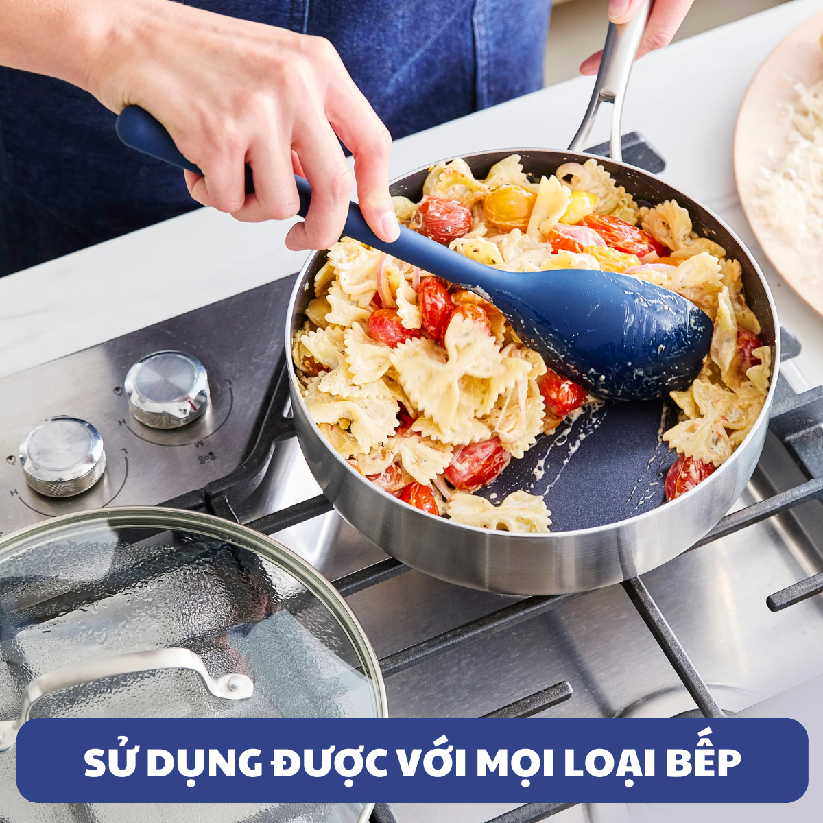 Quánh chống dính thép phủ tinh thể kim cương cao cấp Blue Diamond 20cm có nắp kính