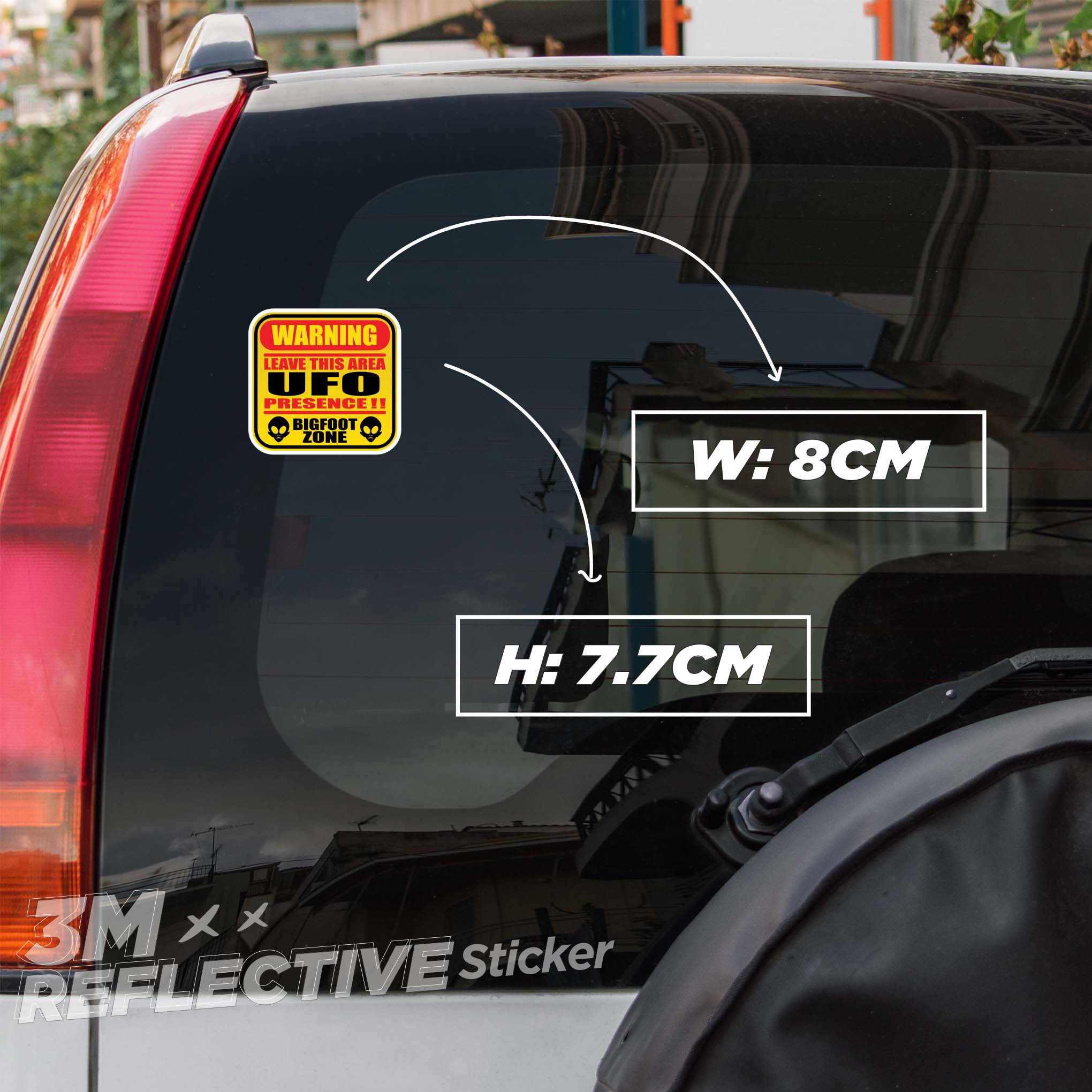 WARNING UFO 3M - Reflective Sticker Die-cut Hình dán phản quang thương hiệu STICKER FACTORY