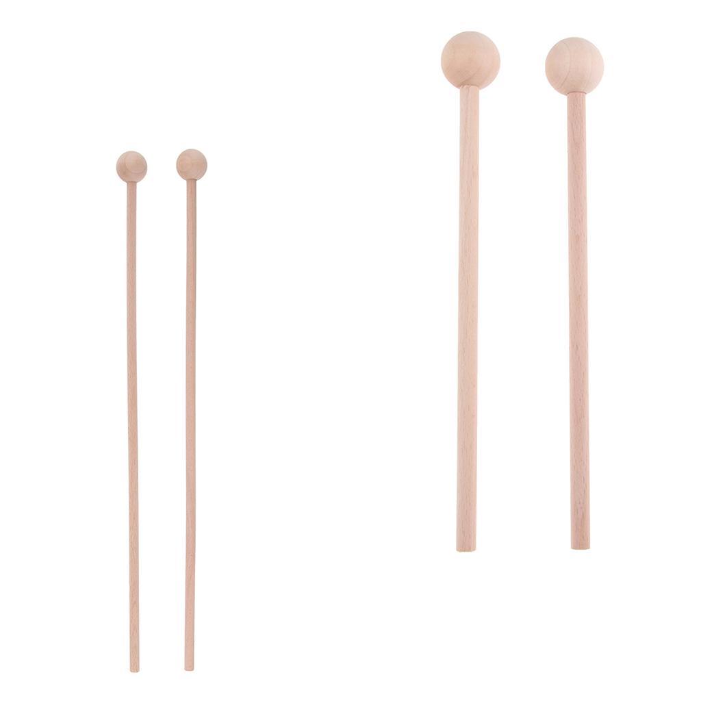 2 Pair Wooden Burr-free Mallets Percussion Musical Instruments Chime Bell