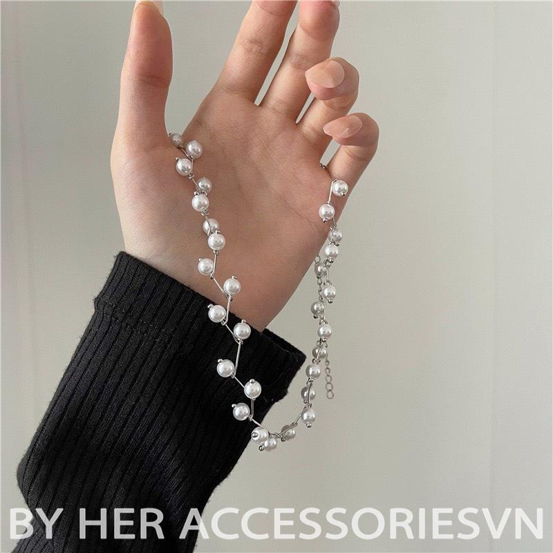 Chocker ngọc trai nhân tạo đi tiệc, Dây chuyền ngọc trai giả sang chảnh Her Accessories C30