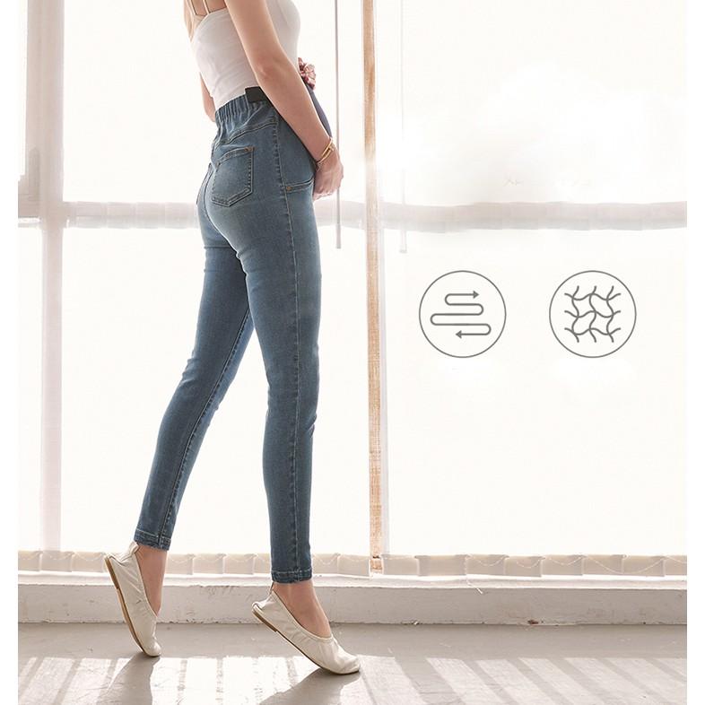 Quần bầu skinny jeans xanh mềm mỏng, quần bầu hè thoải mái 2021
