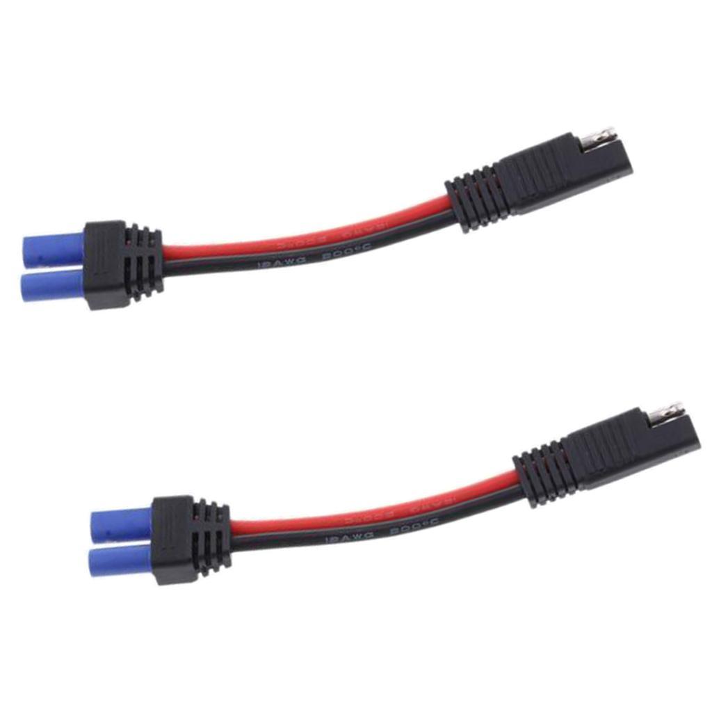 2Pieces 1-48V SAE to EC5 Female Power Adapter Cable for Car Solar Battery