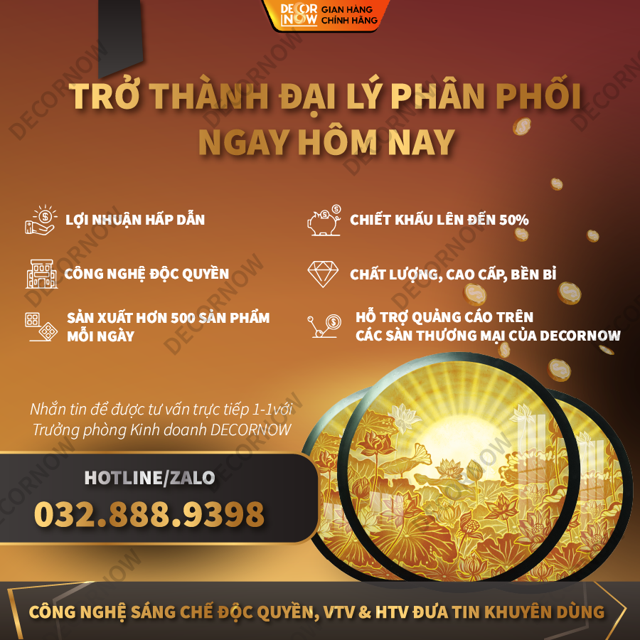 Đèn Hào Quang Phật In Tranh Trúc Chỉ DECORNOW 30,40 cm, Trang Trí Ban Thờ, Hào Quang Trúc Chỉ HOA SEN DCN-TC183