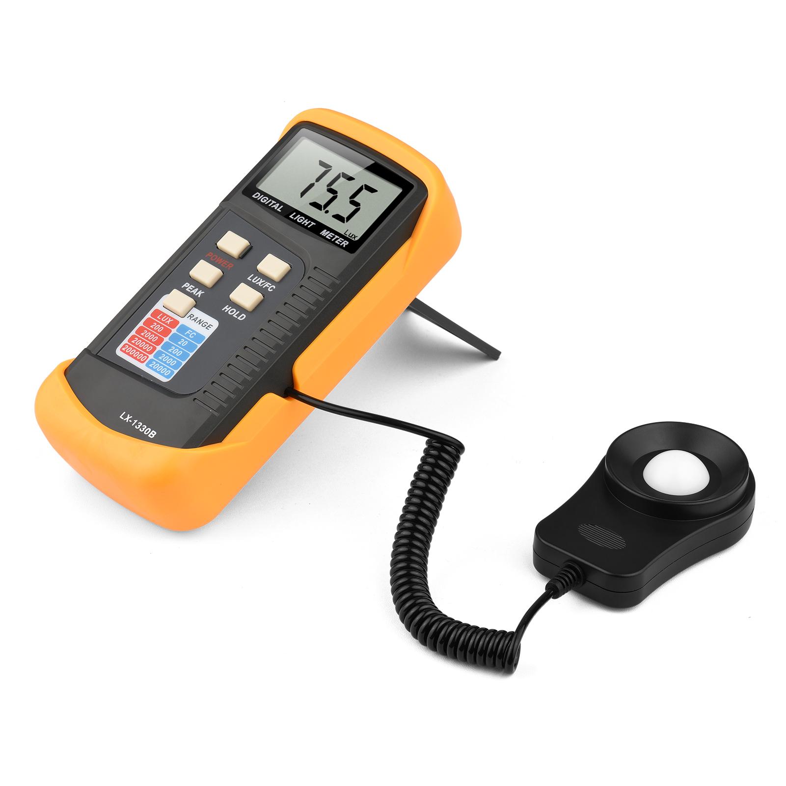 Digital Illuminance Light Meter Manual Range 200 to 200,000 Lux LCD Photometer Portable Handheld Luxmeter with Peak Measurement Light Intensity Tester for Industrial Lab Plants