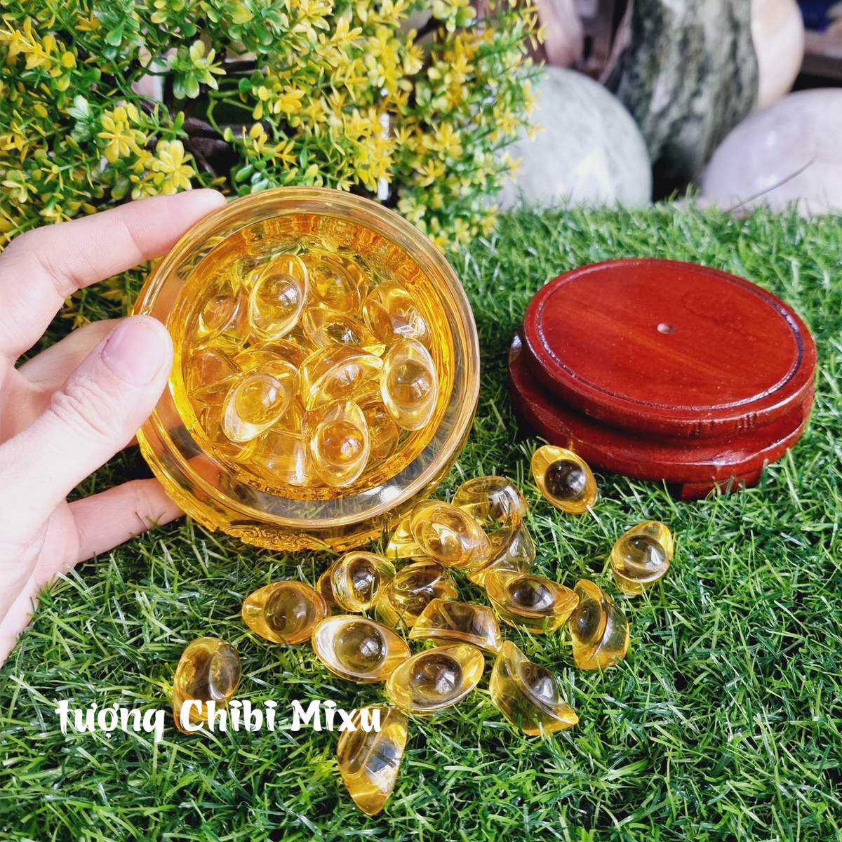 Combo Bát Tụ Bảo 10cm kèm 43 thỏi vàng 2.5cm Thần Tài may mắn