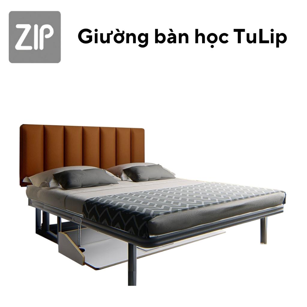 Giường bàn học Tulip xoay dọc, giường bàn học thông minh, nhiều kích cỡ, gấp lại thay đổi kiểu dáng