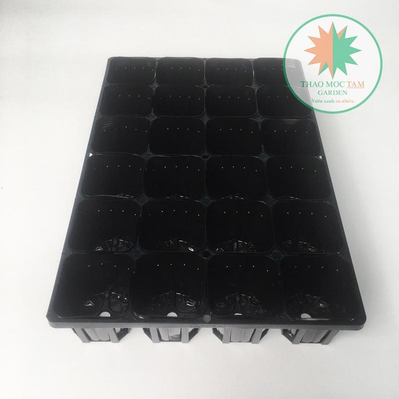 Bộ Khay 24 lỗ + 24 Chậu ươm 9.0 chuẩn Nhật - Khay ươm cây con, cây giống làm vườn