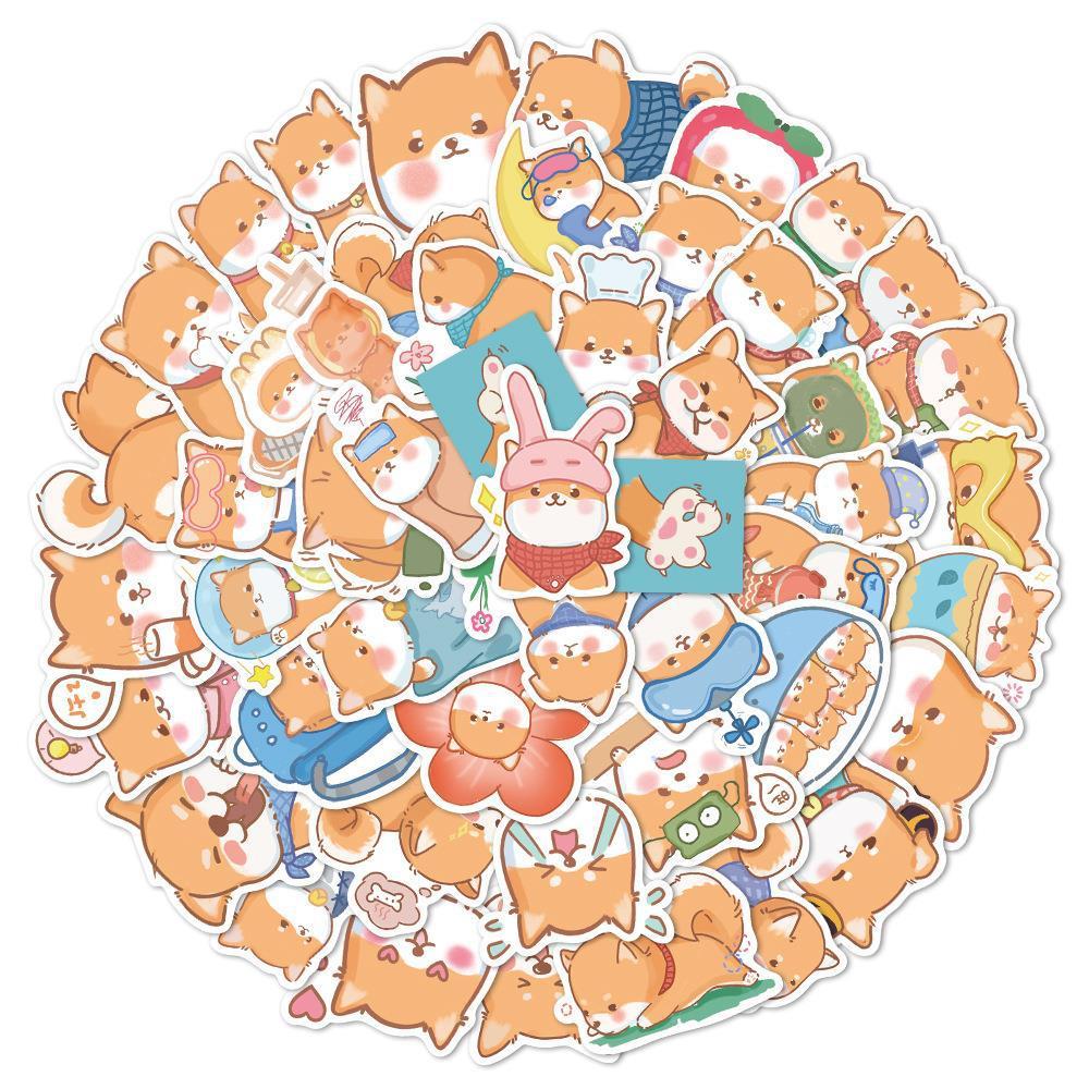 Sticker shiba inu chibi hoạt hình cute trang trí mũ bảo hiểm,guitar,ukulele,điện thoại,sổ tay,laptop-mẫu S61
