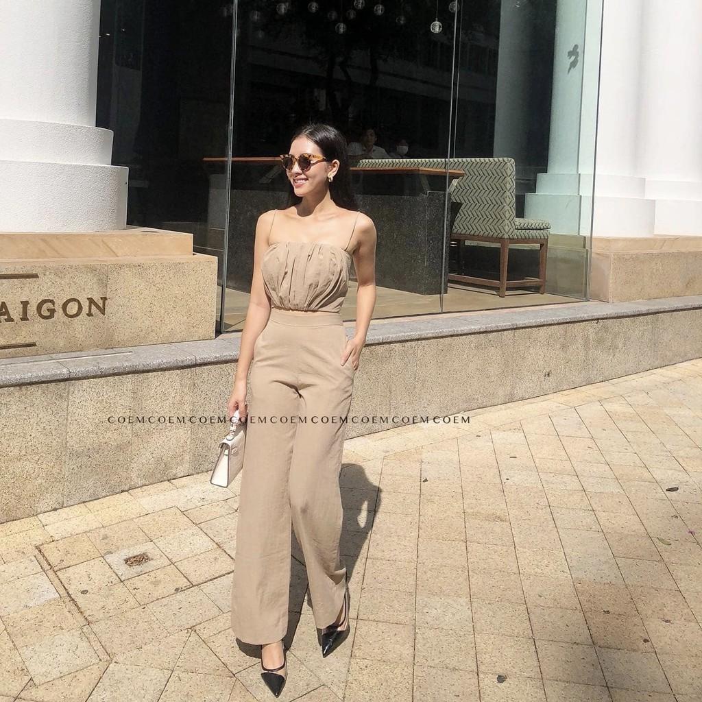 Set Đồ Thanh Lịch Sang Trọng Nữ Tính Màu Nude Chất Liệu Linen Cao Cấp Co Em Thiết Kế