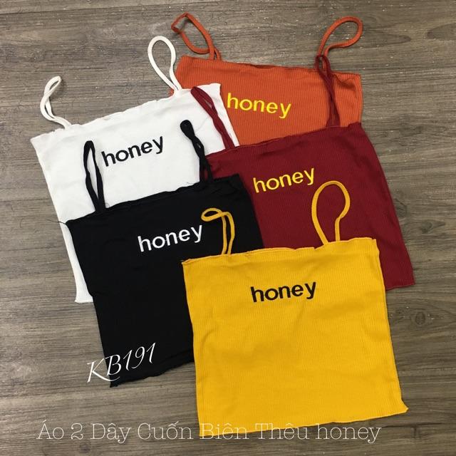 Áo 2 Dây Cuốn Biên Thêu honey - Form Croptop