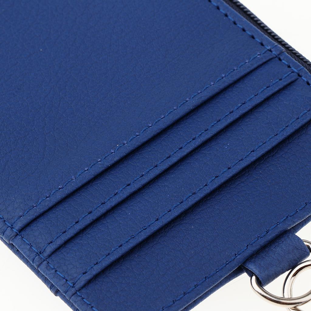 5 máy tính 2 Mặt Da PU Huy Hiệu Đựng Thẻ Khóa Kéo Thẻ Tên Giá Đỡ có Dây Buộc