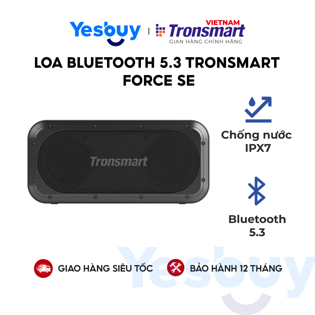 Loa bluetooth 5.3 Tronsmart Force SE Công suất 50W Chống nước IPX7 - Tích hợp làm sạc dự phòng - Hàng Chính Hãng - Bảo Hàng 12 Tháng