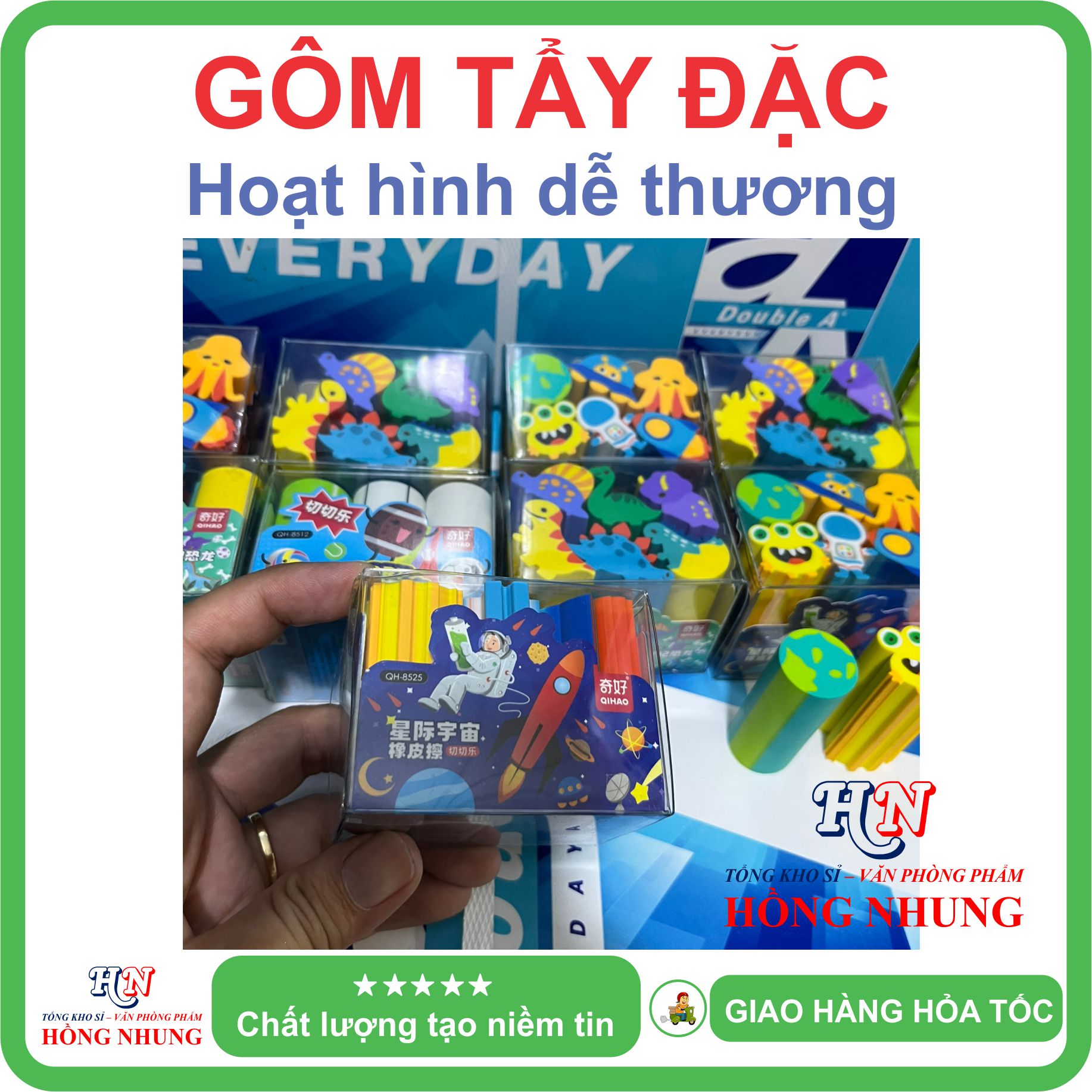 [SÉT] COMBO Hộp 6 cục Gôm Tẩy trẻ em - Nhiều Hình dáng Dễ Thương, An toàn cho bé, Giúp các bé ham học