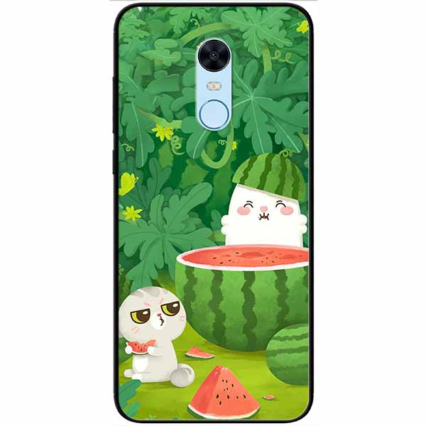 Ốp lưng dành cho Xiaomi Redmi Note 4x mẫu Hai Chú Mèo Ăn Dưa