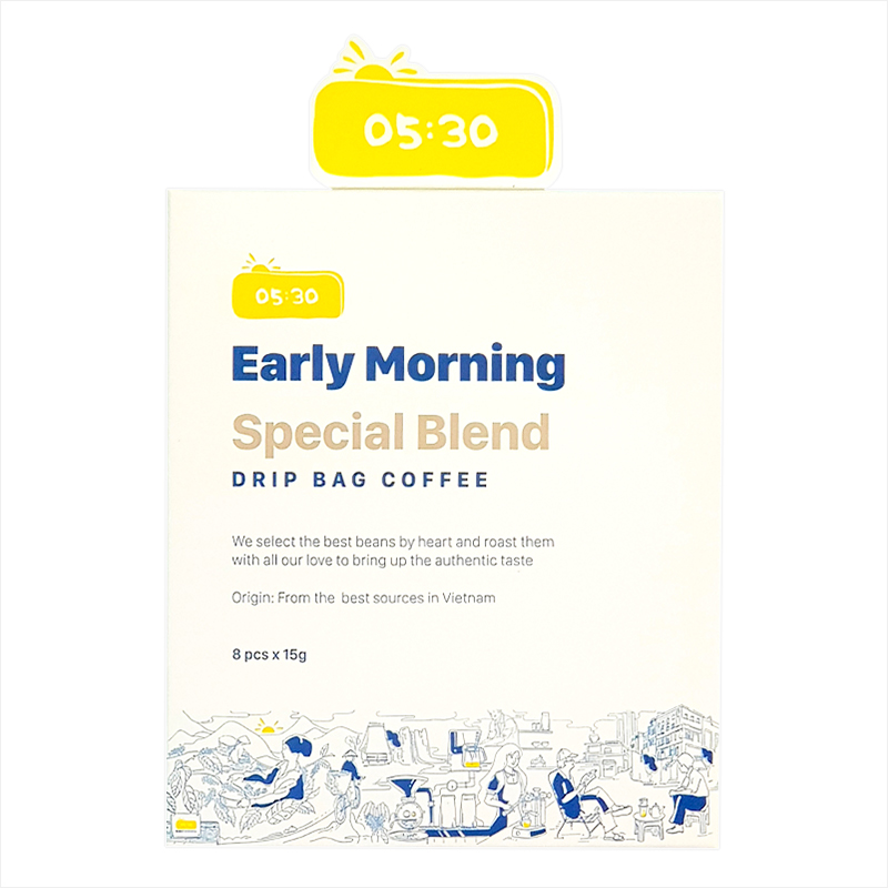 Cà Phê Phin Giấy Túi Lọc Cao Cấp Early Morning - Special Blend Dripbag (Hộp 8 Gói x 15G)