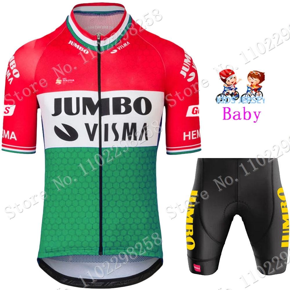 Trẻ Em Bỉ Jumbo Visma TDF 2023 Đội Tuyển Đi Xe Đạp Jersey Bộ Bé Trai Bé Gái Đi Xe Đạp Quần Áo Xe Đạp Trẻ Em Phù Hợp Với MTB Ropa Maillot Color: 4 Size: XS