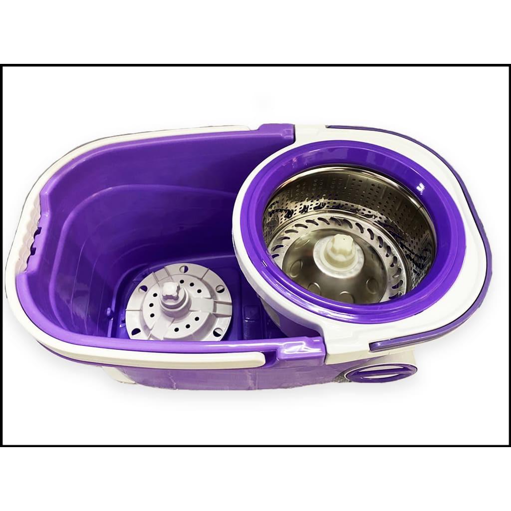 Bộ lau nhà 360 cao cấp thùng lau tự vắt thông minh lồng inox cây lau inox chắc chắn kèm 2 bông lau sợi cotton thấm hút cực tốt