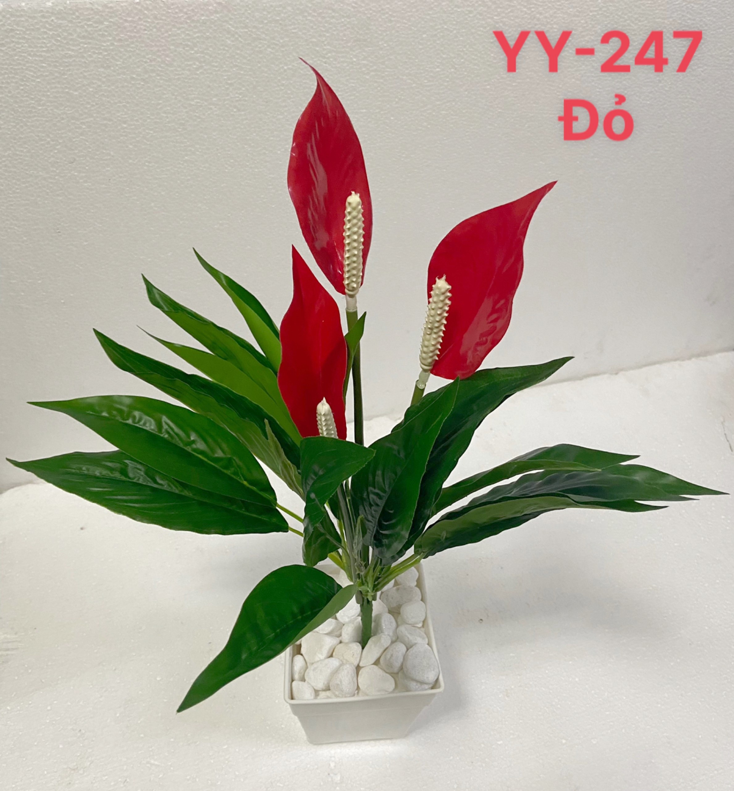 Hoa giả, cây giả trang trí, cây lan ý giả cao 45cm - YY-247 (chưa bao gồm chậu)