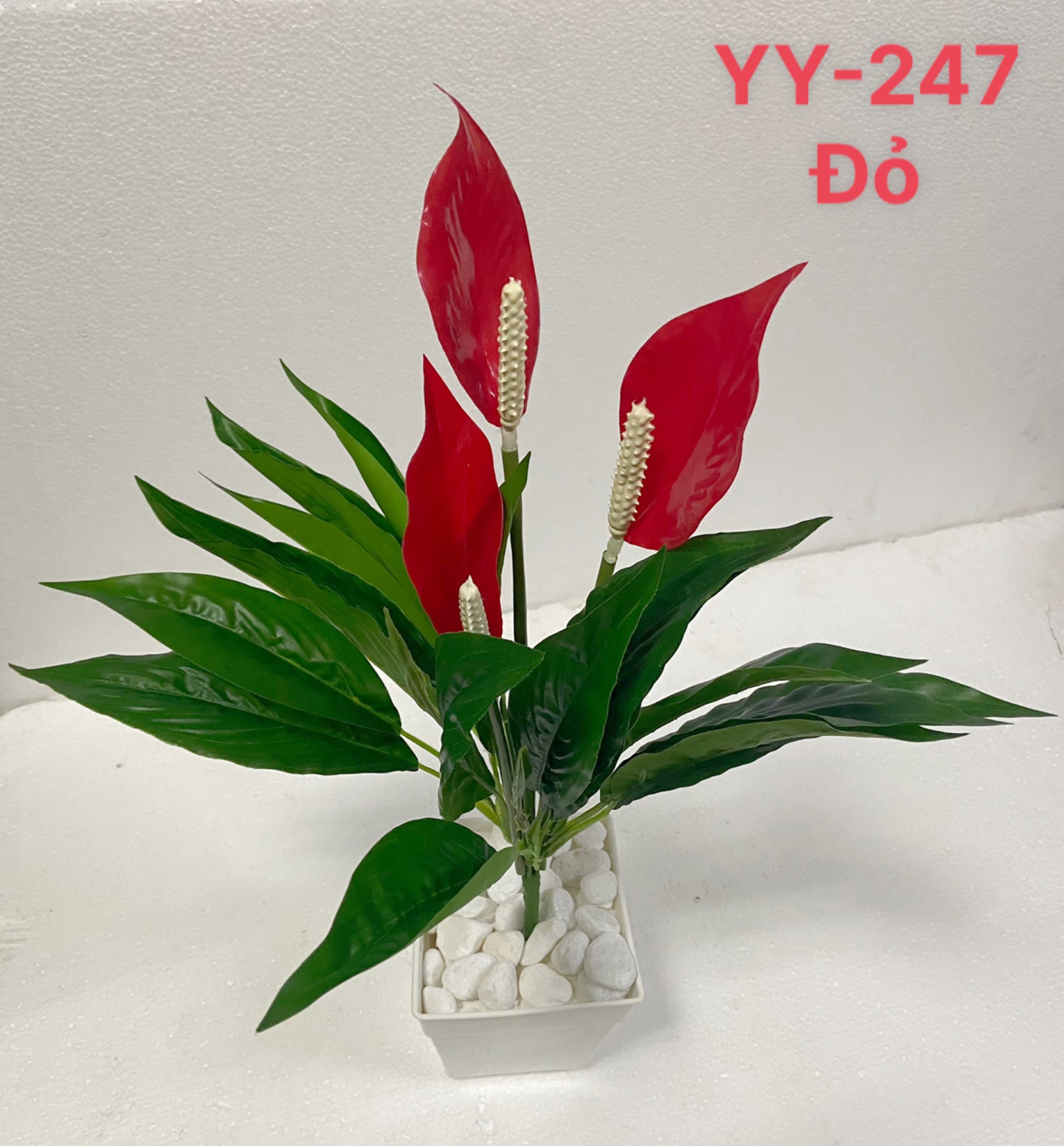 Hoa giả, cây giả trang trí, cây lan ý giả cao 45cm - YY-247