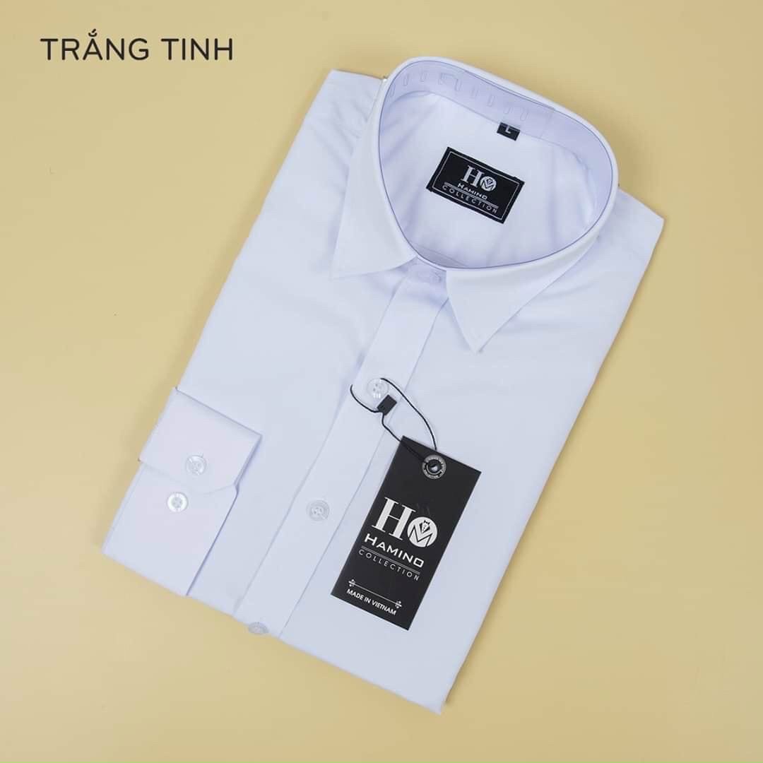 Áo sơ mi nam trơn dài tay, gấp hộp áo sơ mi công sở chất liệu lụa mịn cao cấp