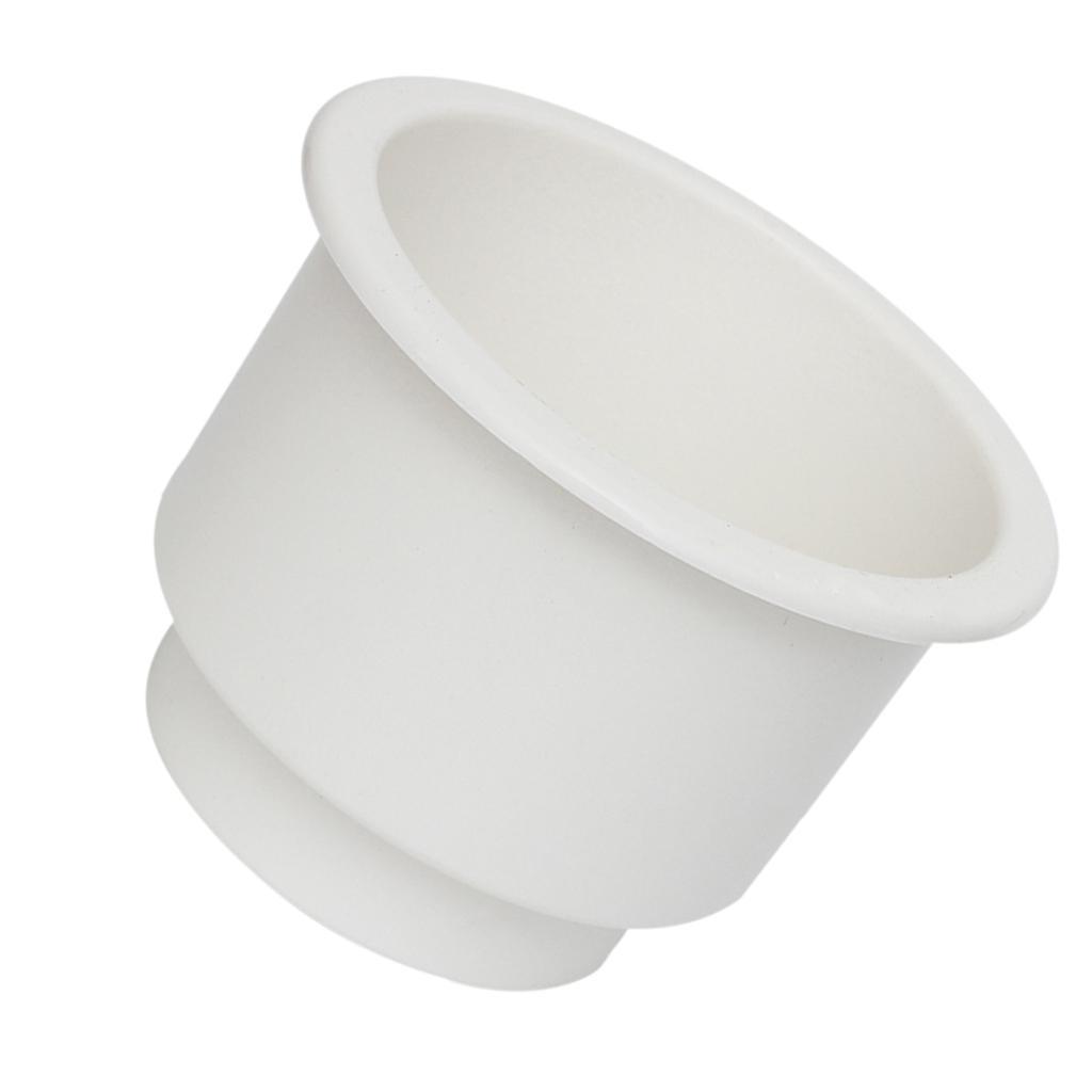 2X White No Holes Recessed Cup Drink Holder Universal for Marine Boat