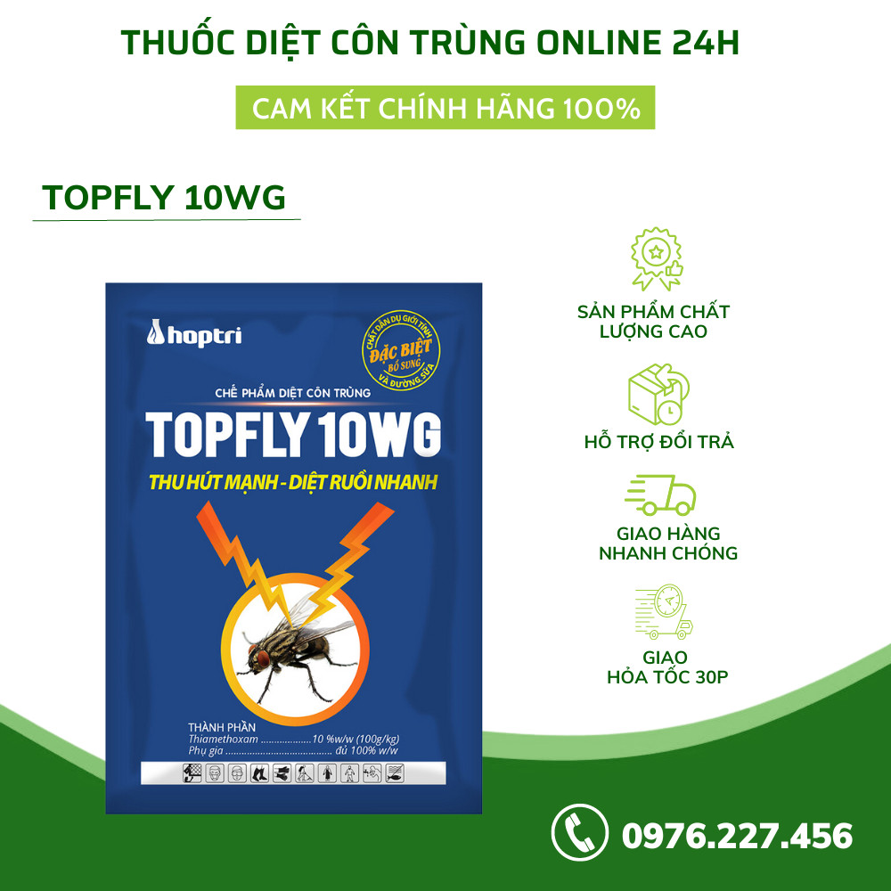 Thuốc diệt ruồi TOPFLY 10WG THU HÚT MẠNH – DIỆT RUỒI NHANH ( Gói 20g ) | Dietcontrung.online24h