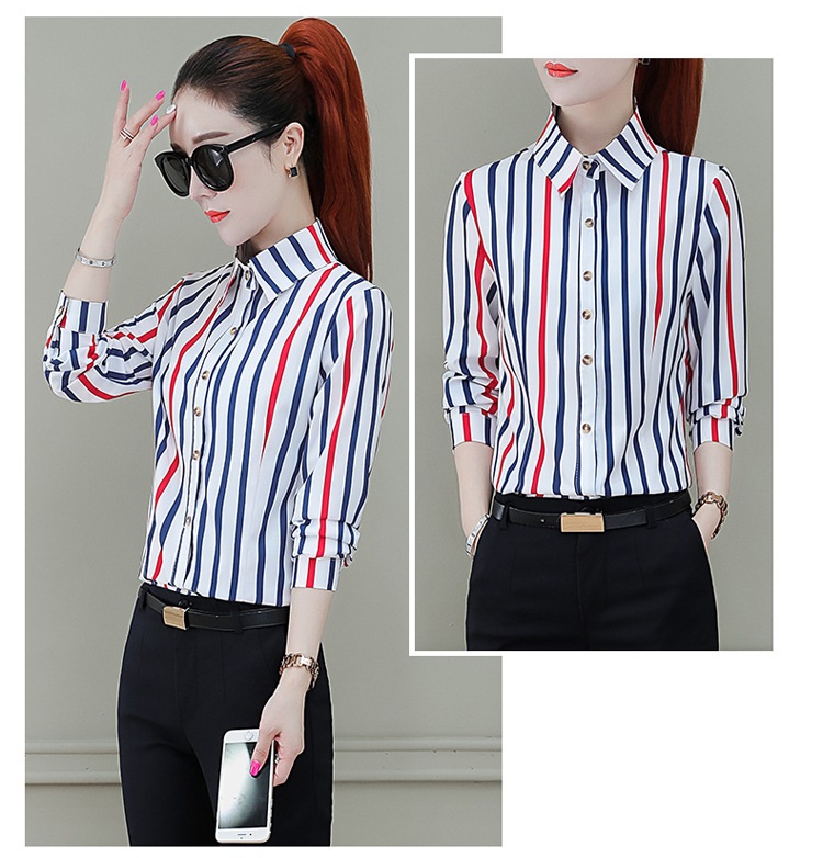 Áo sơ mi nữ công sở Haint Boutique thiết kế kẻ sọc tay dài SM43